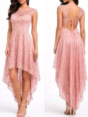 B Smart Blush Lace High-Low Dress – Size 15 – Sequin Detail